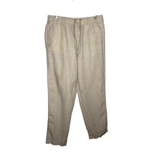 Tommy Bahama Relax Mens Linen Pants Tan Beige Elastic Drawstring Large 36x31